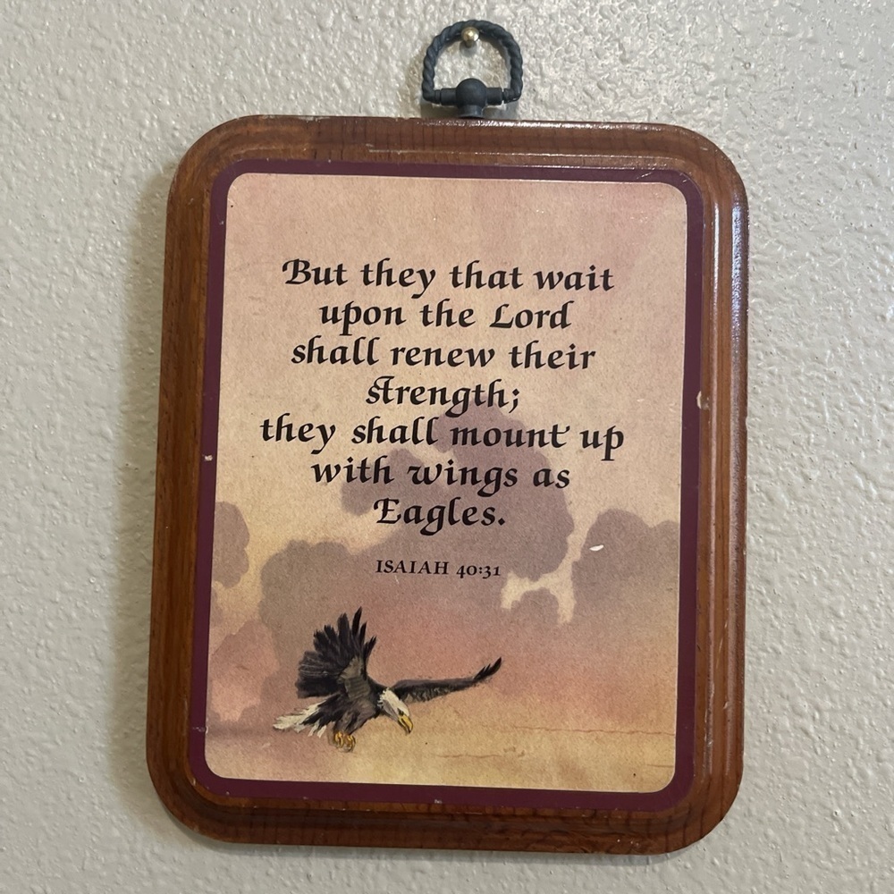 Vintage Religious Wood Wall Hanging Isaiah 40:31